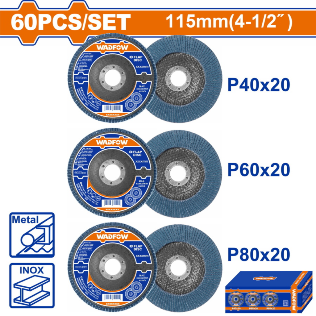 Δίσκος Γυαλόχαρτο Μετάλλου115mm - 60 τεμάχια (20 - 40,20 - 60, 20 - 80)